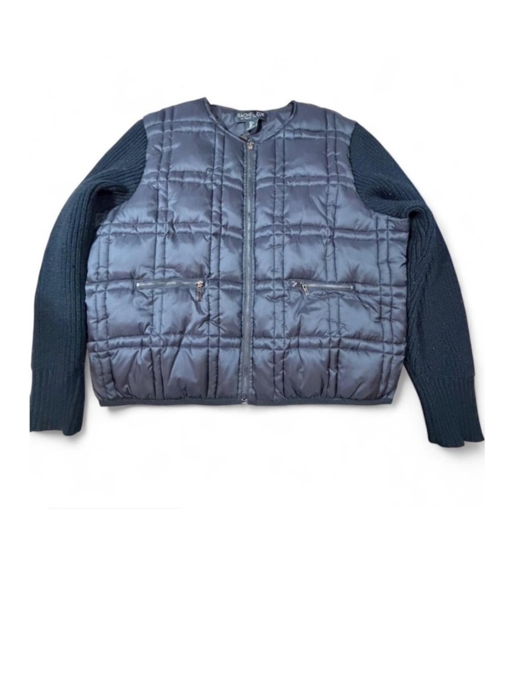 Rachel Zoe Quilted Knit Sleeve Jacket Black – Size Large